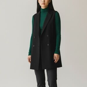 Express Classic Open Black Vest with Faux  buttons XS